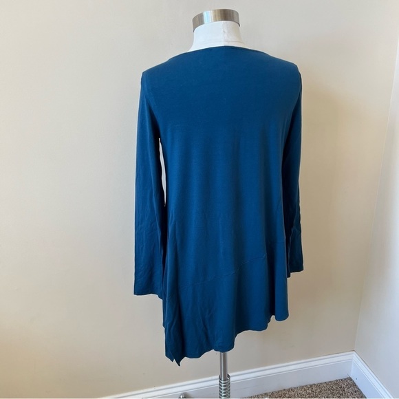 Eileen Fisher asymmetric hem top blue viscose Lycra 865 - Picture 6 of 9